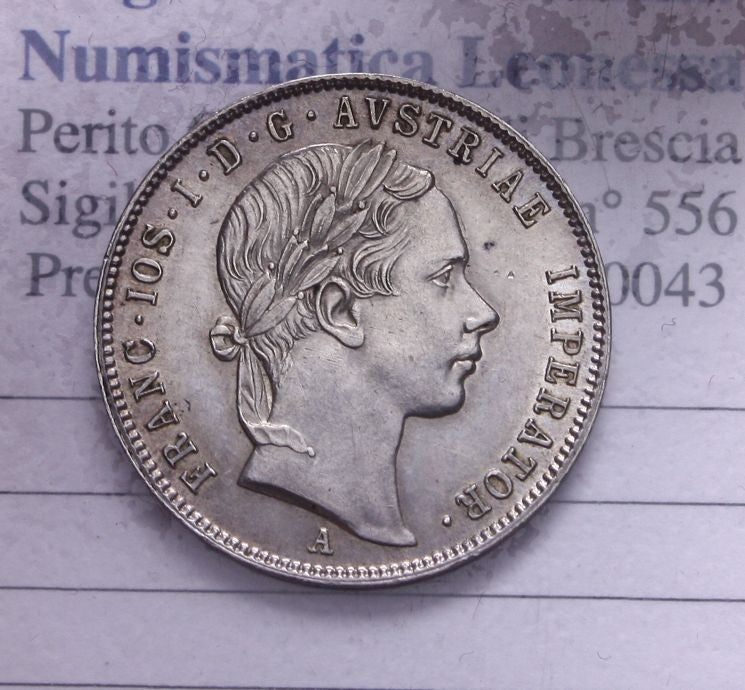 NL* AUSTRIA FRANZ JOSEPH 20 KREUZER ARGENTO 1852 superba conservazione