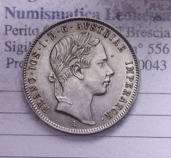 NL* AUSTRIA FRANZ JOSEPH 20 KREUZER ARGENTO 1852 superba conservazione