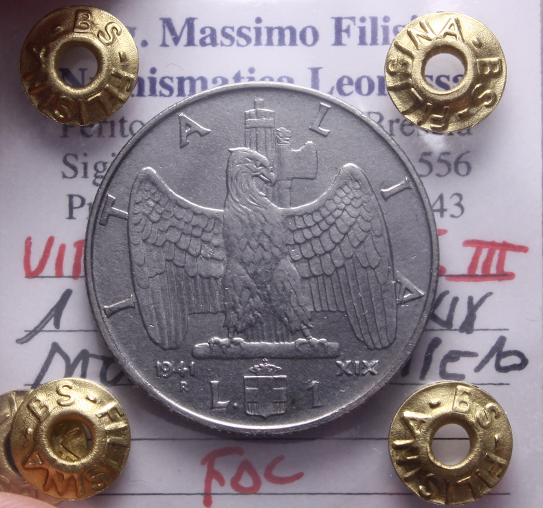 NL* VEIII 1 LIRA IMPERO 1941 XIX MAGNETICA FDC Perizia Filisina Massimo * 2