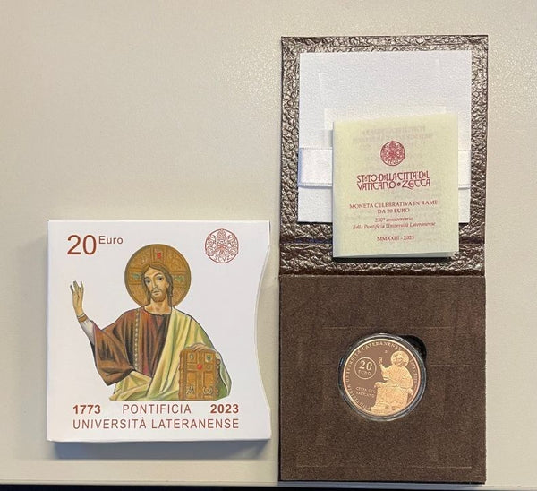 NL*VATICANO FRANCESCO 20 EURO Rame 2023 PONTIFICIA UNIVERSITA' LATERANENSE PROOF
