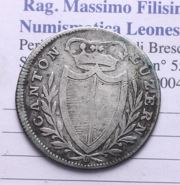NL* SVIZZERA LUZERN LUCERNA 5 BATZ ARGENTO Silver 1814 B ottima per tipologia