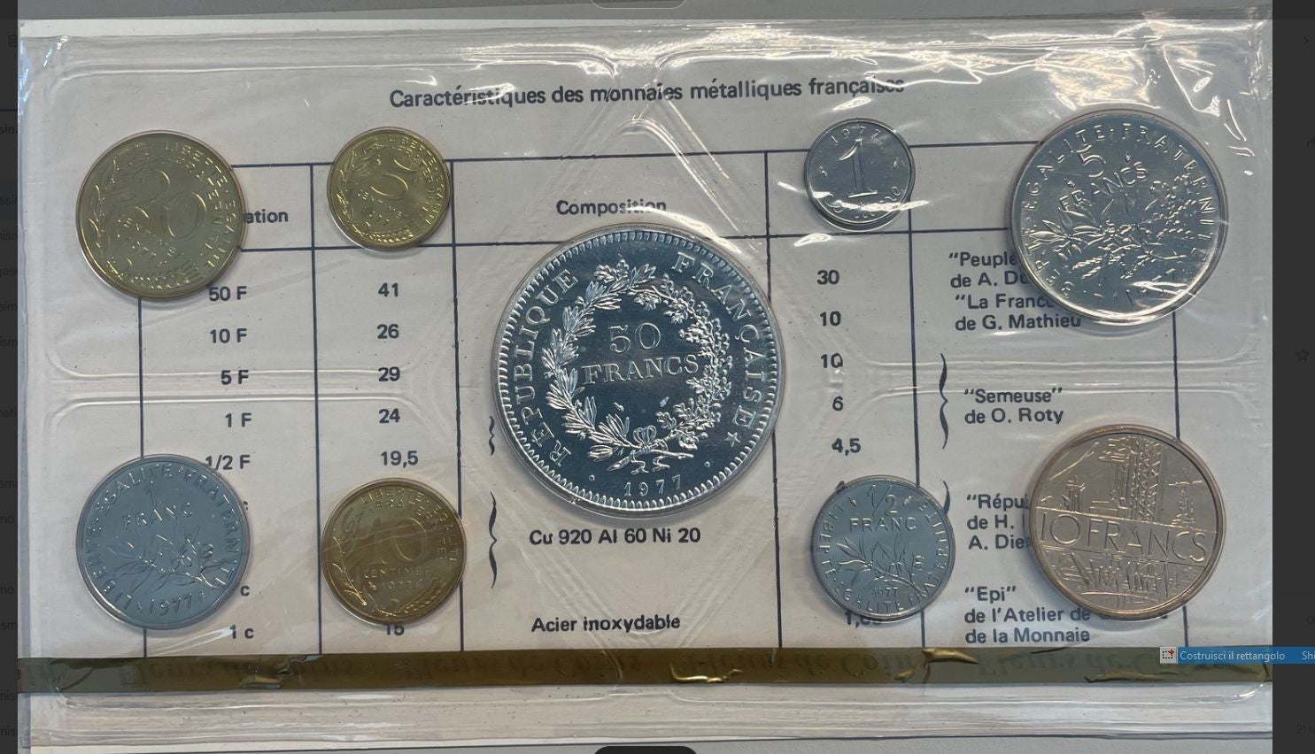 NL* FRANCIA Monnaie de Paris Coffret Divisionale 1977 con 50 FRANCHI HERCULES