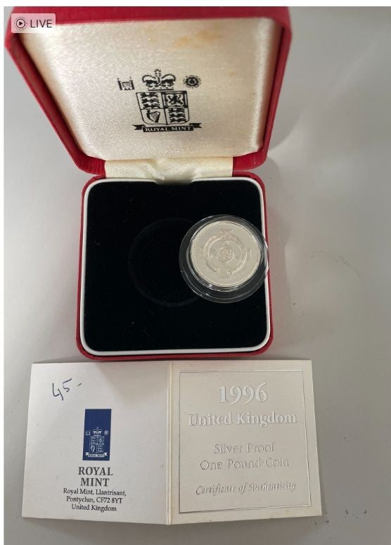 NL* INGHILTERRA ELISABETTA II 1 POUND PIEDFORT Silver Argento 1996 Proof set RM