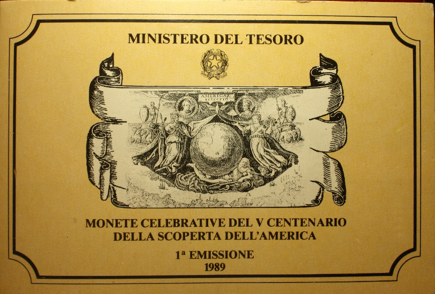 NL* ITALIA DITTICO 500 + 200 LIRE ARGENTO 1989 SCOPERTA America FDC Set zecca