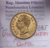 NL* UMBERTO I 20 Lire ORO 1885 VAR. 1 RIBATTUTO RR R2 QFDC Perizia Filisina M.