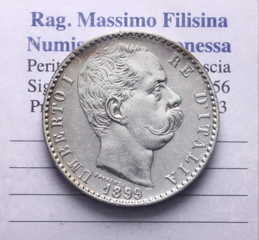 NL* UMBERTO I 2 LIRE ARGENTO 1899 ROMA come da foto