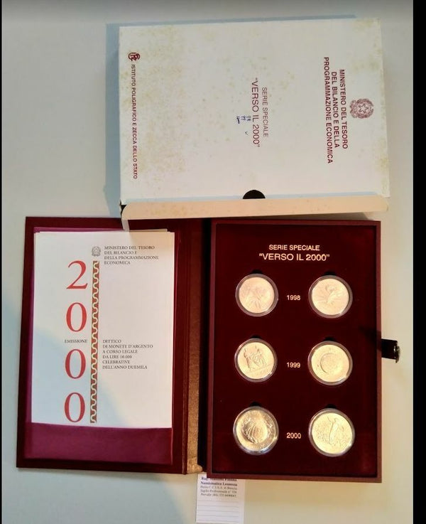 NL * ITALY VERSO 2000 Series 3 DIPTICHES Silver 1998/1999/2000 UNC SET ZECCA