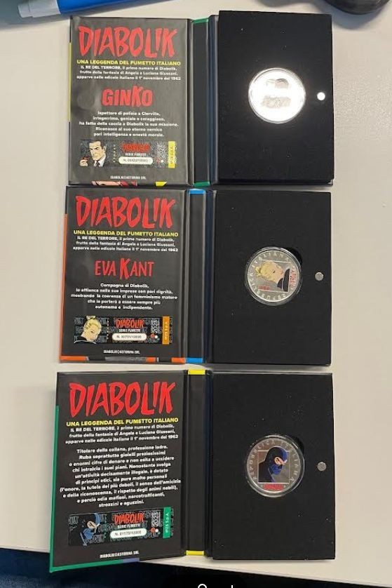 NL* ITALIA 5 EURO 2023 TRITTICO DIABOLIK EVA KANT ISPETTORE GINCO FDC SET