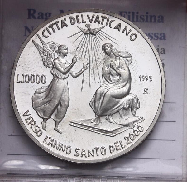NL*VATICANO GIOVANNI PAOLO II 10000 Lire Argento 1995 V/ANNO SANTO ANNUNC. PROOF