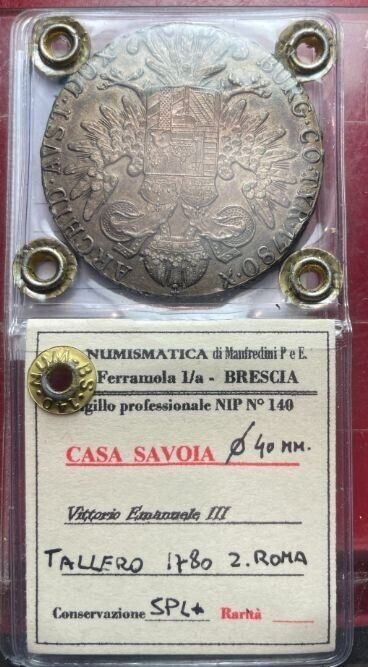 NL* ITALIA TALLERO CONVENZIONE ARGENTO 1780 ROMA SPL + Perizia Manfredini Paolo