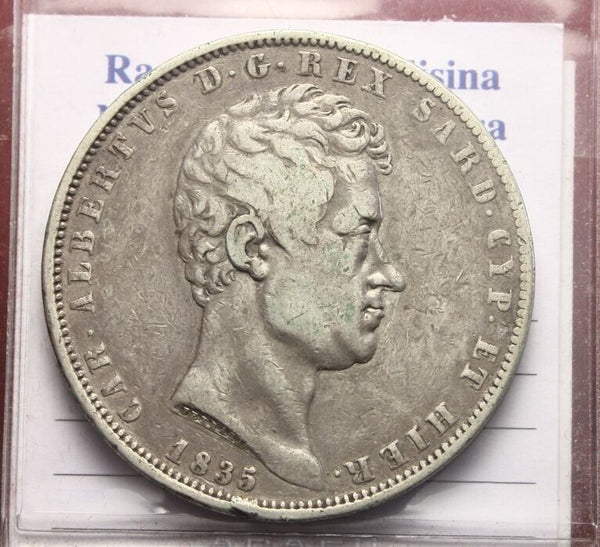 NL* SAVOIA CARLO ALBERTO Scudo 5 Lire SILVER 1835 TURIN EXCELLENT CONSERVATION