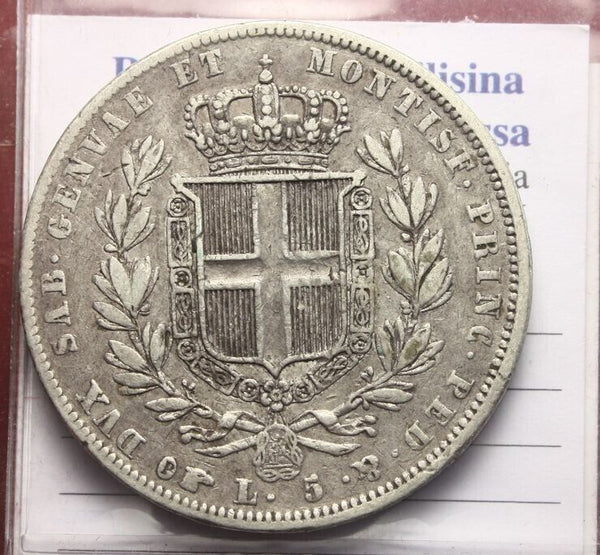 NL* SAVOIA CARLO ALBERTO Scudo 5 Lire SILVER 1835 TURIN EXCELLENT CONSERVATION